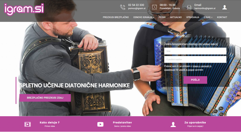 Spletno učenje diatonične harmonike